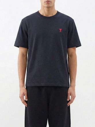 Ami T-shirt in cotone organico con logo Ami Paris