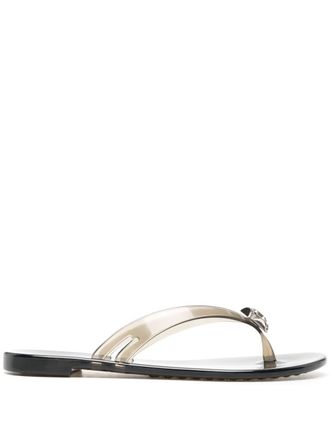 Casadei Doorzichtige teenslippers - Zwart