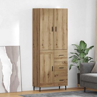 vidaXL vidaXL Credenza 2 pcs Rovere artigianale Legno Stratificato e Vetro