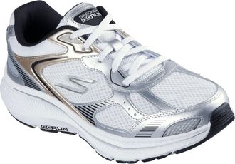 Skechers GO RUN Consistent 2.0 Volt Leather WoMens White/Silver/Black Trainers - Size UK 3