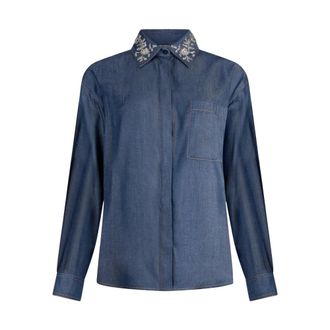 Liu Jo Shirts, female, Blue, Size: M Camicia con colletto removibile