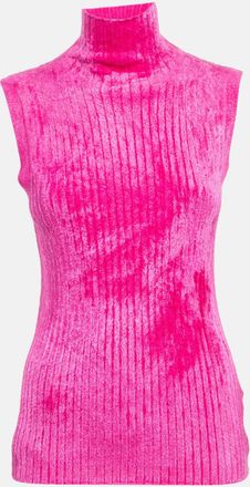 Sies Marjan Fuchsia Pink Rib Knit Turtle Neck Top
