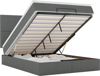 vidaXL Estructura Cama Otomana Colch&oacute;n Tela Gris Oscuro 140x200cm Vidaxl