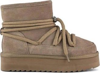 Colors Of California Platform mountain look gevoerde suède veterboots taupe