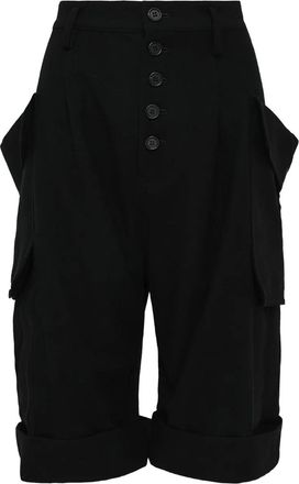 Yohji Yamamoto Shorts cargo con bottone - Nero
