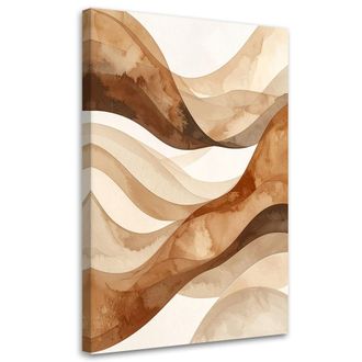 Feeby Cuadro Sobre Lienzo, Abstracci&oacute;n Ondas L&iacute;neas Beige, 80x120