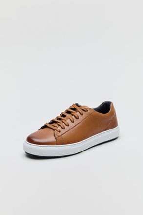 Ben Sherman Ace Cupsole Leather Mens Tan Trainers - Brown - Size UK 11