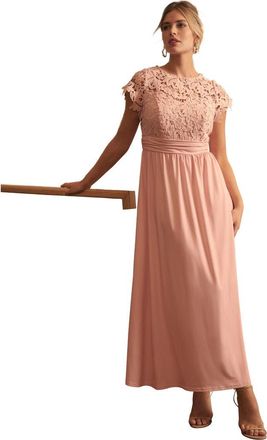 Jessica London Lace Maxi Dress in Soft Blush at Nordstrom, Size 16