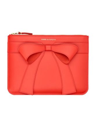 Comme Des Gar&ccedil;ons Structured Bow Detail Red Pouch