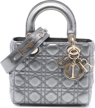 Dior Pre-owned Dior Small Metallic Lambskin Cannage My ABCDior Lady Dior 18-MA-0159