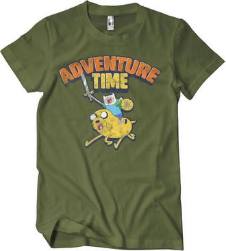 Adventure Time Officially Licensed Washed Mens T-Shirt (Olive), Large