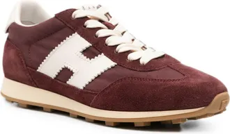 Hogan Suede and Nylon Color-Block Sneaker - Burgundy