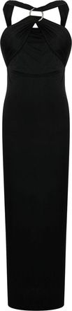 The Attico draped halterneck dress - women - Polyester/Polyamide - 44 - Black