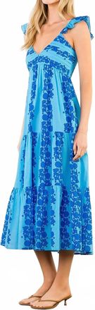THML Clothing Flutter Strap Midi Dress In Blue