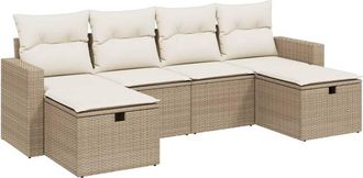 vidaXL Juego de sofás jardín con cojines 6 pzas ratán sintético beige Vidaxl