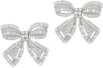 Self Portrait Silver Crystal Bow Icon Earrings