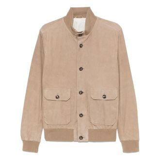Barba Suede Jacket with Zip Closure - male - Barba - Light Jackets - Beige - 2XL - Jackets