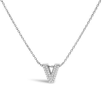 House of Brilliance 10K Gold Diamond Accent A-Z Initial Bubble Pendant Necklace in White | V at Nordstrom