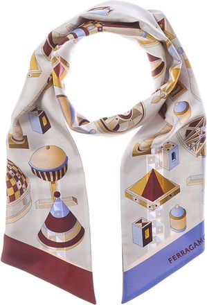 Ferragamo Geometrical Renaissance Print Silk Bandeau
