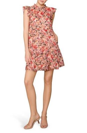 Melloday Floral Flutter Sleeve Tiered Dress in Ivory Multi at Nordstrom Rack, Size X-Large