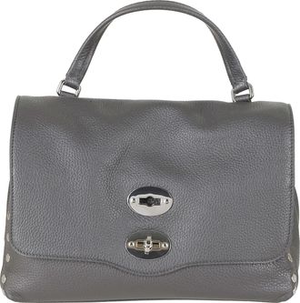 Zanellato Grey Vulcano Postina Daily Small Roll Clasp Leather Shoulder Bag