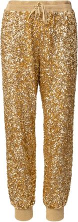 Valentino Garavani sequin-embellished drawstring track pants - women - Polyamide - 42 - Gold