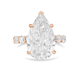 Diana M. Jewels 14kt rose gold 2ct lab grown Pear Diamond Pav&eacute; Band Ring