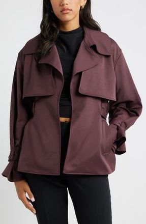 Open Edit Exaggerated Crop Trench Coat in Burgundy Fudge at Nordstrom Rack, Size Medium