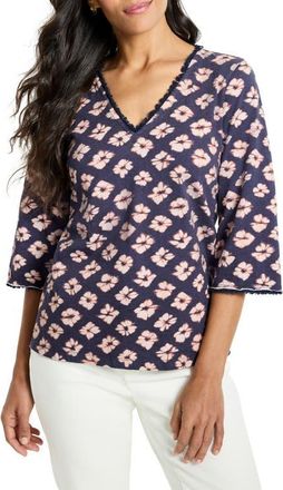 Nic+Zoe Geo Garden Fringe Top in Indigo Multi at Nordstrom, Size X-Small