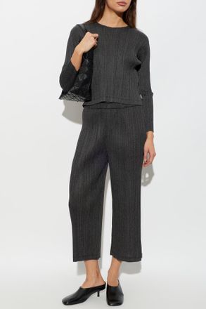 Pleats Please Issey Miyake Pleated Long-sleeve Top, Womens, Grey