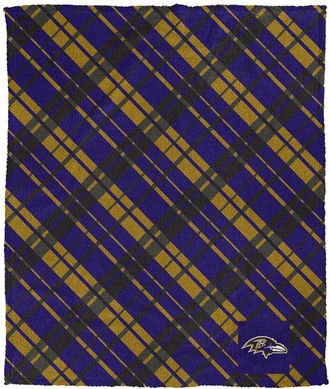Pegasus Sports Baltimore Ravens Nfl Team Plaid Sherpa Logo Patch Throw