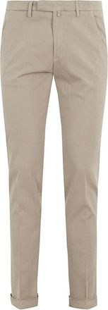 BRIGLIA 1949 Straight-Cut Beige Cotton Pants With Flap
