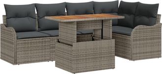 vidaXL Vidaxl - Garden Sofa Set with Storage 6 pcs Grey Poly rattan