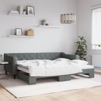 vidaXL Sof&aacute; Cama Nido Tela Gris Oscuro 90x200 Cm Vidaxl