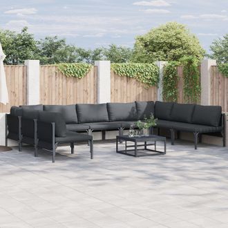 Berkfield Home Garden Sofa Set 9 pcs Anthracite Steel