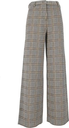 Fabiana Filippi Multicolor Checked Jersey Wide-Leg Cropped Pants