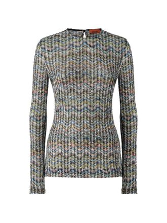 Missoni trui met ronde hals en zigzagmotief