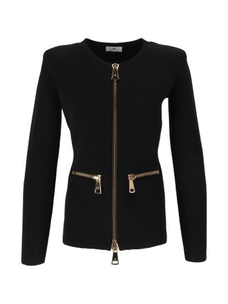 Elisabetta Franchi Fitted Zip Tricot Knit Top