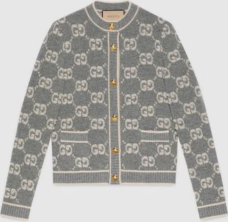 Gucci GG Wool Bouclé Jacquard Cardigan, Grey, Ready-to-wear