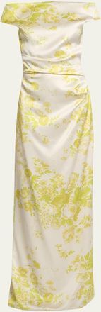 Erdem Ruched Off-Shoulder Column Gown