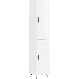 vidaXL Vidaxl - Aparador Alto Madera Contrachapada Blanco Brillo 34,5x34x180 Cm