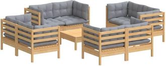 vidaXL 9 Pcs Garden Lounge Juego Con P&iacute;ldoras Grises