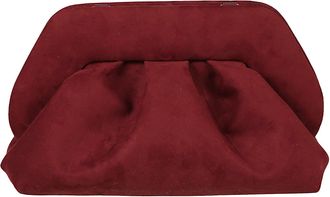 Themoir&egrave; Ruched Burgundy Suede Clutch Bag With Structured Frame