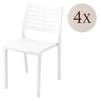 Dmora Silla De Exterior Canoe, 4 Sillas, Apilable Made In Italy, Soporta 120 Kg, Blanco