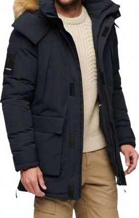 Superdry Unisex Xpd Everest Parka Hooded Insulated Full Zip Coat In Black