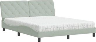 vidaXL Vidaxl - Cama Con Colch&oacute;n Terciopelo Gris Claro 160x200 Cm