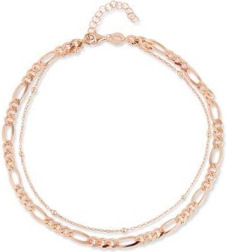 Chloe and Madison Double Layer Chain Anklet in Rose Gold at Nordstrom Rack