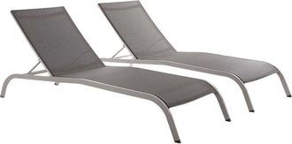 ModWay Set Of 2 Savannah Outdoor Patio Mesh Chaise Loungers