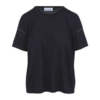 Roberto Collina T-Shirts, female, Black, Size: S T-shirt con cuciture a contrasto