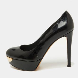 Stuart Weitzman Black Patent Leather Platform Pumps